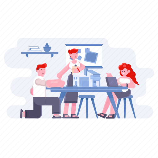 Workspace, office, home, workflow, teamwork, people illustration - Download on Iconfinder