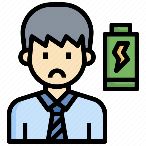 Tired, tiredness, exhaustion, low, battery, level, man icon - Download on Iconfinder