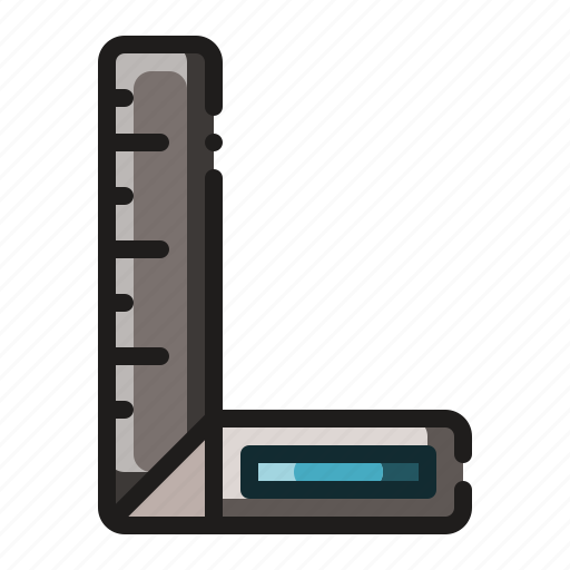 L-shaped, metal, ruler, square, tool icon - Download on Iconfinder