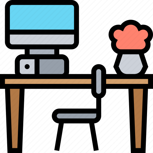 Desk, workplace, workspace, office, computer icon - Download on Iconfinder