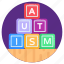 alphabetic blocks, autism blocks, learning blocks, autism awareness blocks, building blocks 