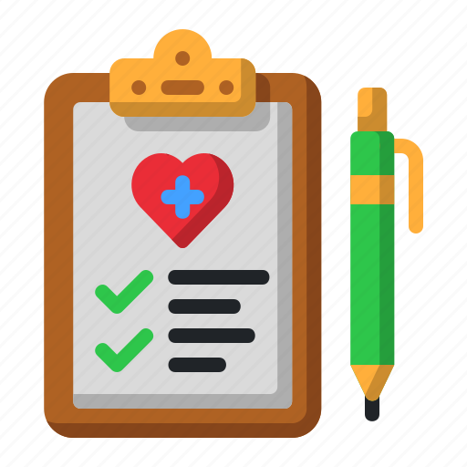 Medical, records, history, healthcare, clipboard, heart, document icon - Download on Iconfinder