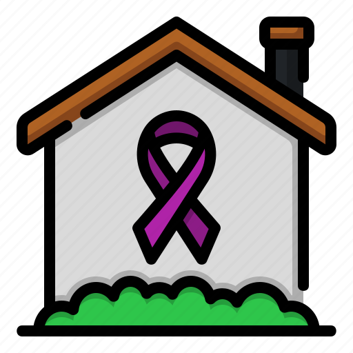 House, cancer, healthcare, medical, world, shelter, ribbon icon - Download on Iconfinder