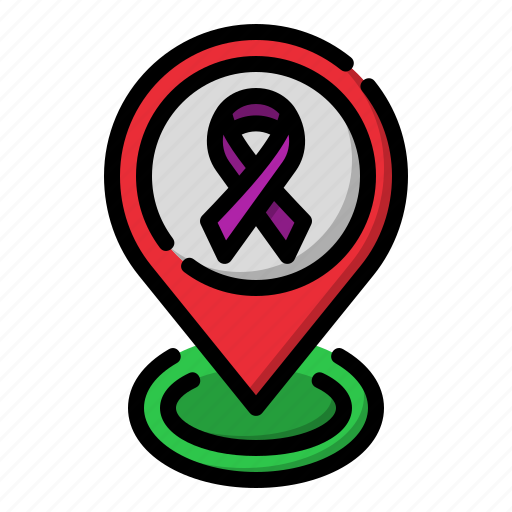 Location, cancer, maps, healthcare, medical, geography, ribbon icon - Download on Iconfinder