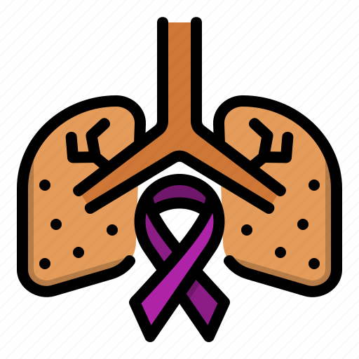 Lungs, cancer, healthcare, medical, illness, ribbon icon - Download on Iconfinder