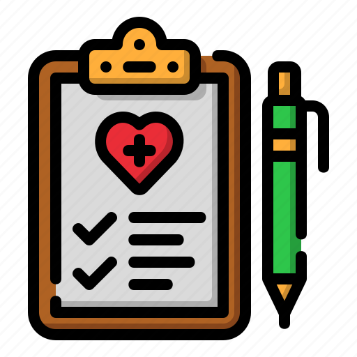 Medical, records, history, healthcare, and, clipboard, heart icon - Download on Iconfinder