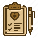 medical, records, history, healthcare, clipboard, heart, document