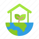 green, house, home, globe, save, world, leaf, nature, ecology