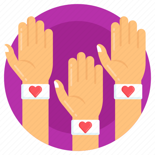 Participants, heart volunteers, health volunteers, raise hands, raise wrists icon - Download on Iconfinder