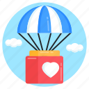 hot air balloon, balloon delivery, heart air balloon, parachute, heart balloon delivery