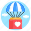 hot air balloon, balloon delivery, heart air balloon, parachute, heart balloon delivery 