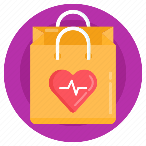 Tote bag, shopping bag, heart day shopping, medical shopping, jute bag icon - Download on Iconfinder