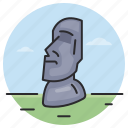 moai, easter island, landmark, monument