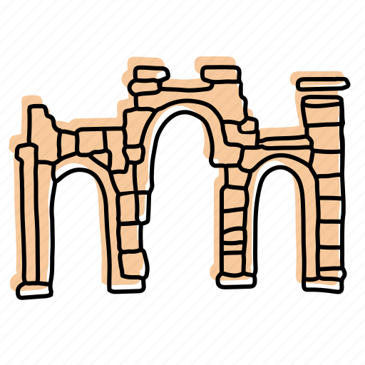 Ancient ruins, arch of triumph, buildings, history, landmarks, palmyra, sketch icon - Download on Iconfinder