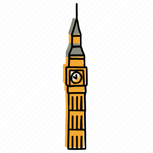 Big ben, buildings, clock tower, england, landmarks, london, sketch icon - Download on Iconfinder