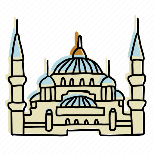 Blue mosque, buildings, istanbul, landmarks, middle eastern, palace, sketch icon - Download on Iconfinder