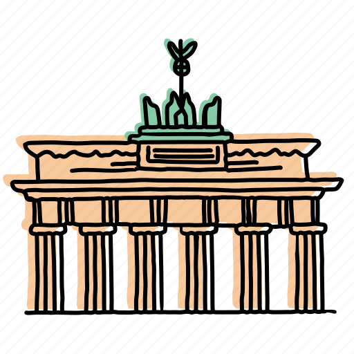Architecture, berlin, brandenburg gate, buildings, germany, landmarks, sketch icon - Download on Iconfinder