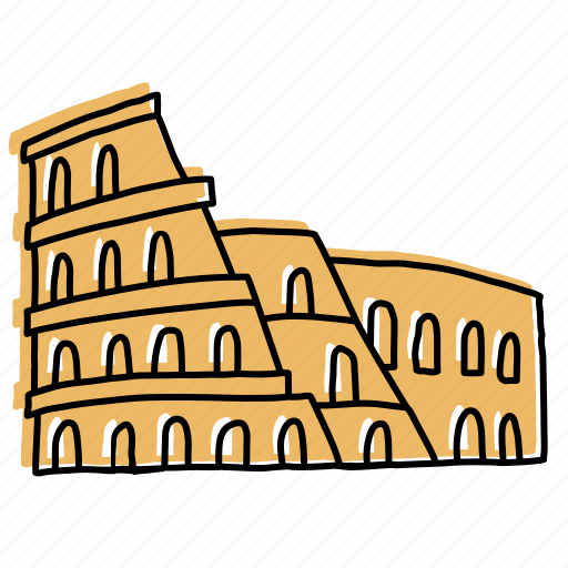 Ancient history, buildings, colosseum, italy, landmarks, rome, sketch icon - Download on Iconfinder