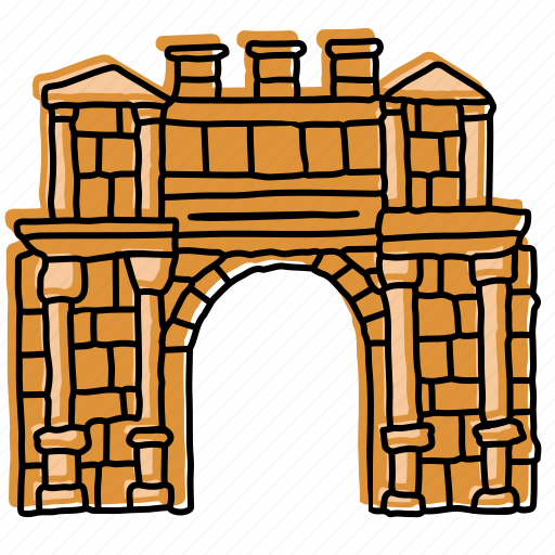 Algeria, ancient ruins, buildings, djemila, landmarks, rock wall, sketch icon - Download on Iconfinder