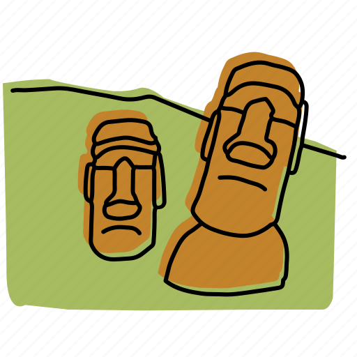 Easter island, heads, landmarks, monuments, polynesia, sketch, statues icon - Download on Iconfinder
