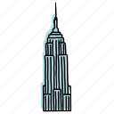 buildings, city, empire state building, landmarks, new york, sketch, skyscraper