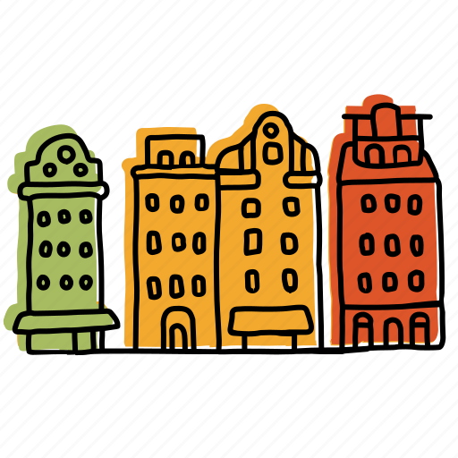 Buildings, gamla stan, houses, landmarks, sketch, stockholm, village icon - Download on Iconfinder