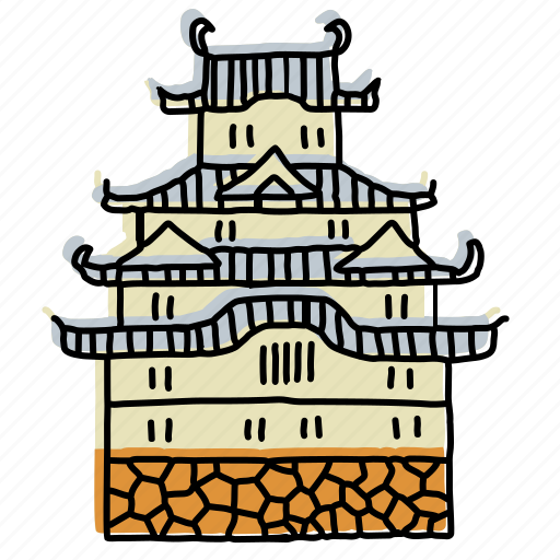 Asia, asian, buildings, himeji castle, japan, landmarks, sketch icon - Download on Iconfinder