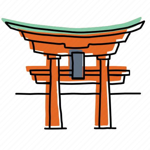 Architecture, asian, itsukushima, japan, landmarks, shrine, sketch icon - Download on Iconfinder