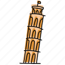 architecture, buildings, italy, landmarks, leaning tower of pisa, rome, sketch
