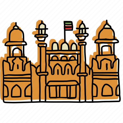 Buildings, fortress, india, landmarks, red fort complex, sketch, tourism icon - Download on Iconfinder