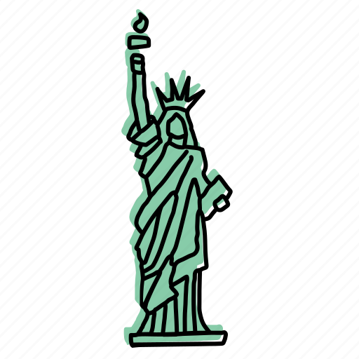 Amaerica, buildings, freedom, landmarks, new york city, sketch, statue of liberty icon - Download on Iconfinder