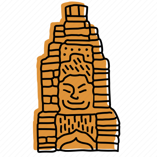 Ancient ruins, asia, bayon, buildings, cambodia, landmarks, sketch icon - Download on Iconfinder