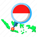 indonesia, asia, map, country, archipelago, flag