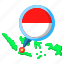 indonesia, asia, map, country, archipelago, flag 