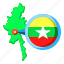 myanmar, asia, map, country, burma, flag 