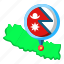 nepal, asia, map, country, location, flag 
