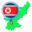 north, korea, asia, map, country, nation, flag 