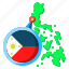 philippines, asia, map, country, archipelago, flag 