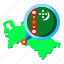 turkmenistan, asia, map, country, location, flag 