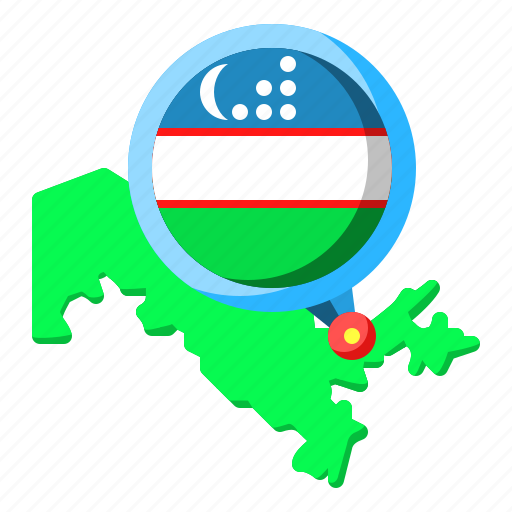 Uzbekistan, asia, map, country, flag icon - Download on Iconfinder
