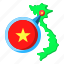 vietnam, asia, map, country, flag 