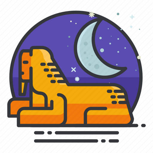 Egypt, monuments, moon, night, signatures, sphynx, world icon - Download on Iconfinder