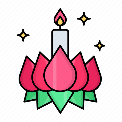 Loy krathong, festival, candle, rose flower, traditional, thailand icon - Download on Iconfinder
