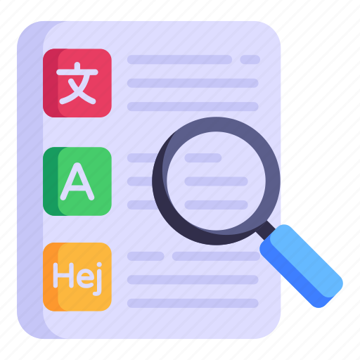 Text search, proofreading, language search, find language, translation search icon - Download on Iconfinder