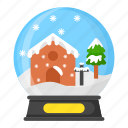 ball, christmas, crystal, snow, xmas, house, snow tree