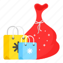 christmas, xmas, new year, shopping, gift, present, santa sack
