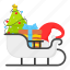 sleigh, santa, vehicle, gifts, presents, christmas tree 