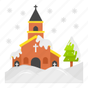 church, christmas, snow, tree, chapel, christianity
