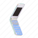 flip phone, vintage, phone, mobile, y2k, holographic, 3d