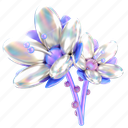 flower, floral, decoration, y2k, holographic, shiny, 3d